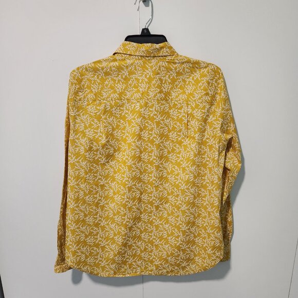 GAP Women's Yellow/White design Long Sleeve Button Down Blouse Top Shirt-Medium - Picture 7 of 7